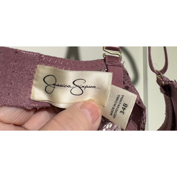 Jessica Simpson Underwire Push Up Lace Light Plum Bra 34B RN 71222 - Picture 6 of 6